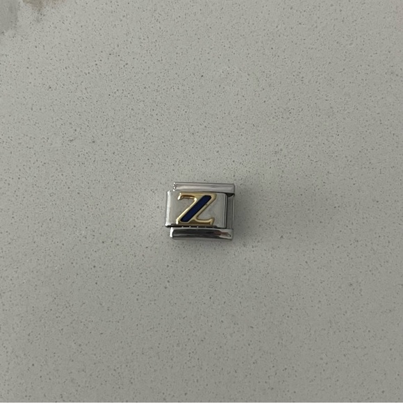 Zoppini Stainless Steel and Gold Blue Enameled Initial 'Z' Charm - Picture 1 of 6